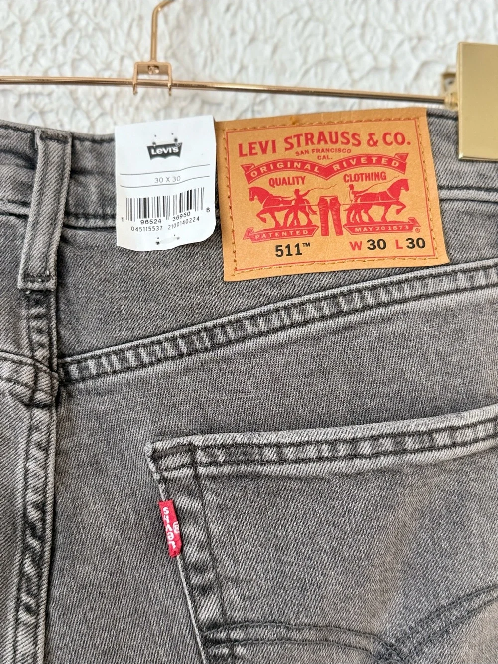 Levi’s 511 Slim Gray Jeans Men’s 30x30 Stretch Denim NWT